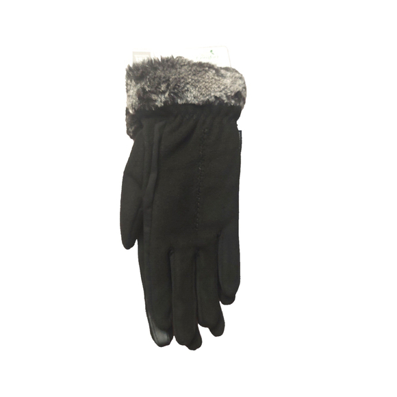 Isotoner Signature Black Fleece Gloves Faux-Fur Cuffs Sz One Size NWT - Picture 13 of 13